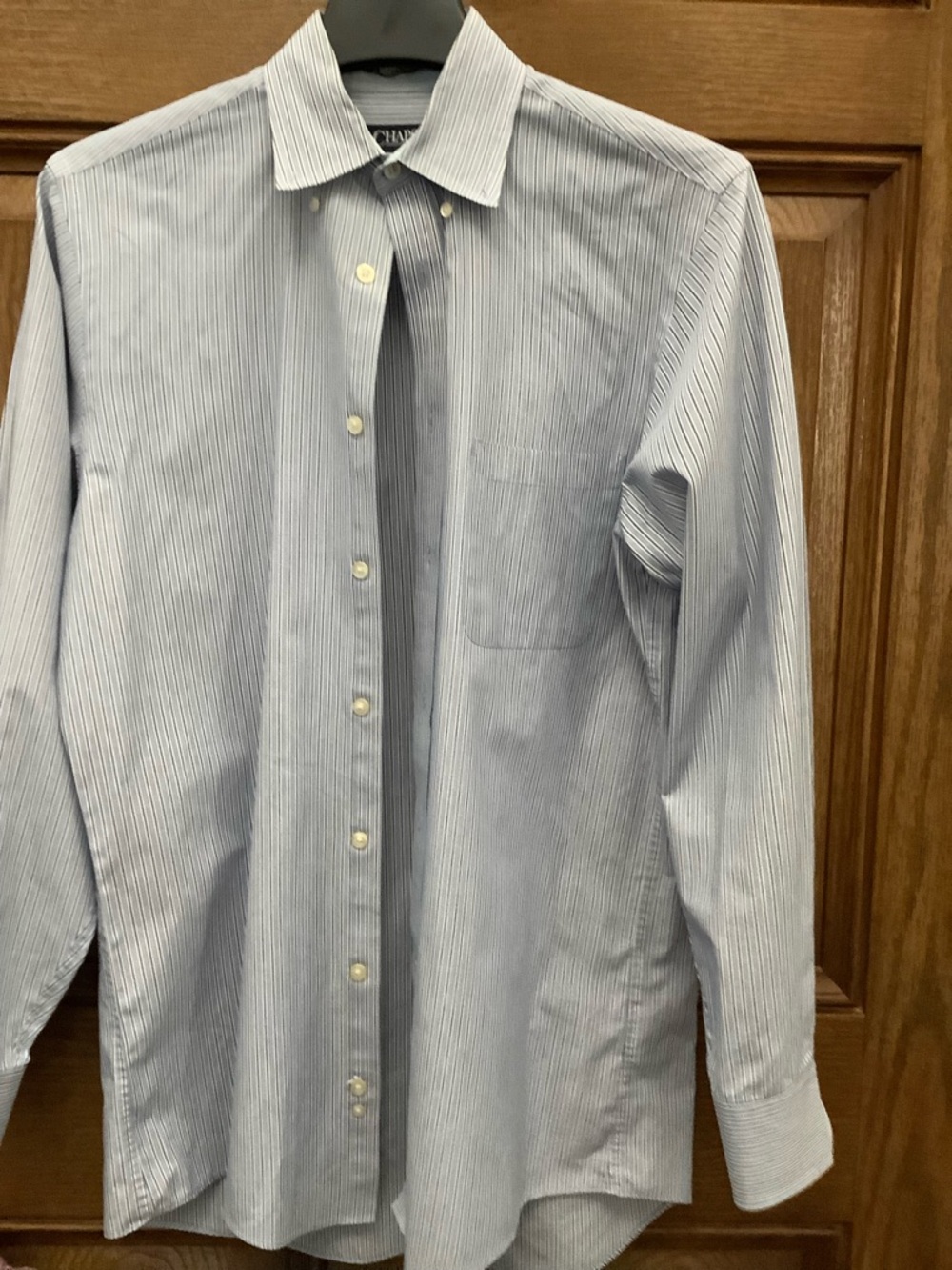 Chaps Blue and White Pinstripe Dress Shirt